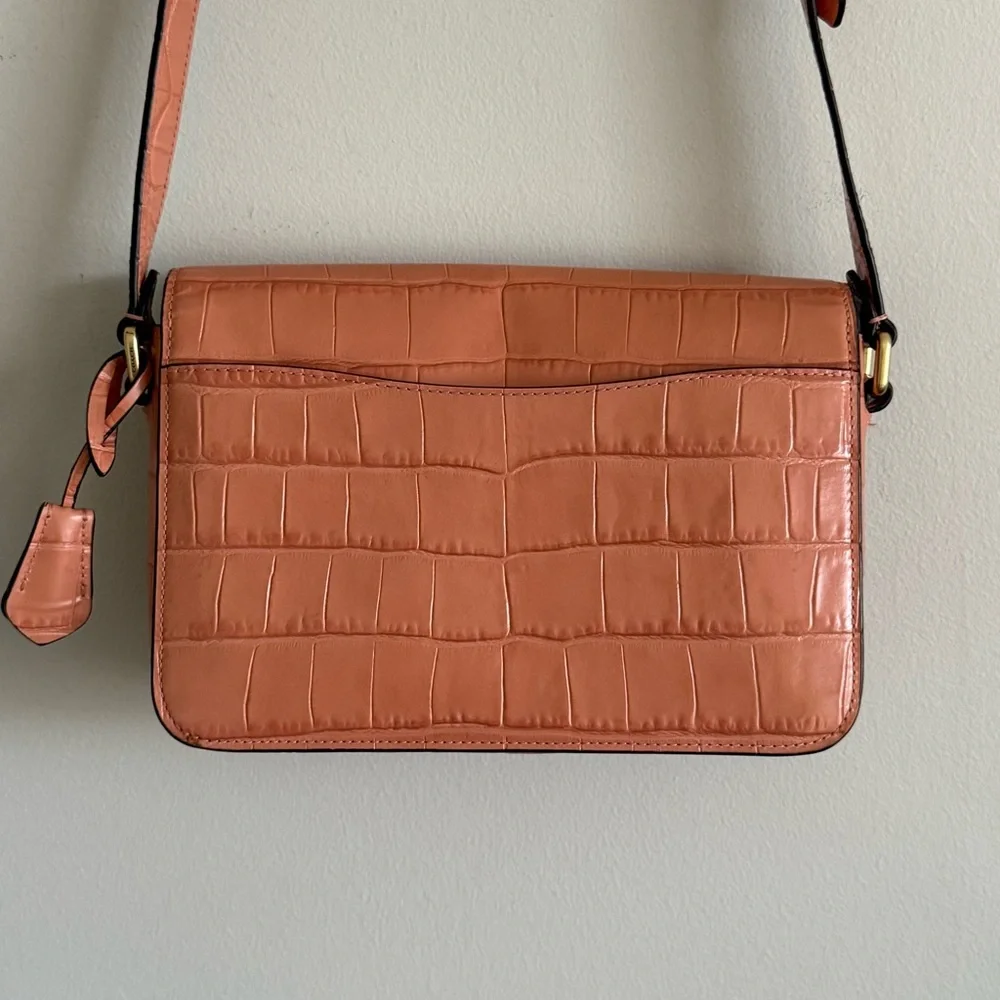 Coach Studio Shoulder Bag in Coral with Brass Hardware